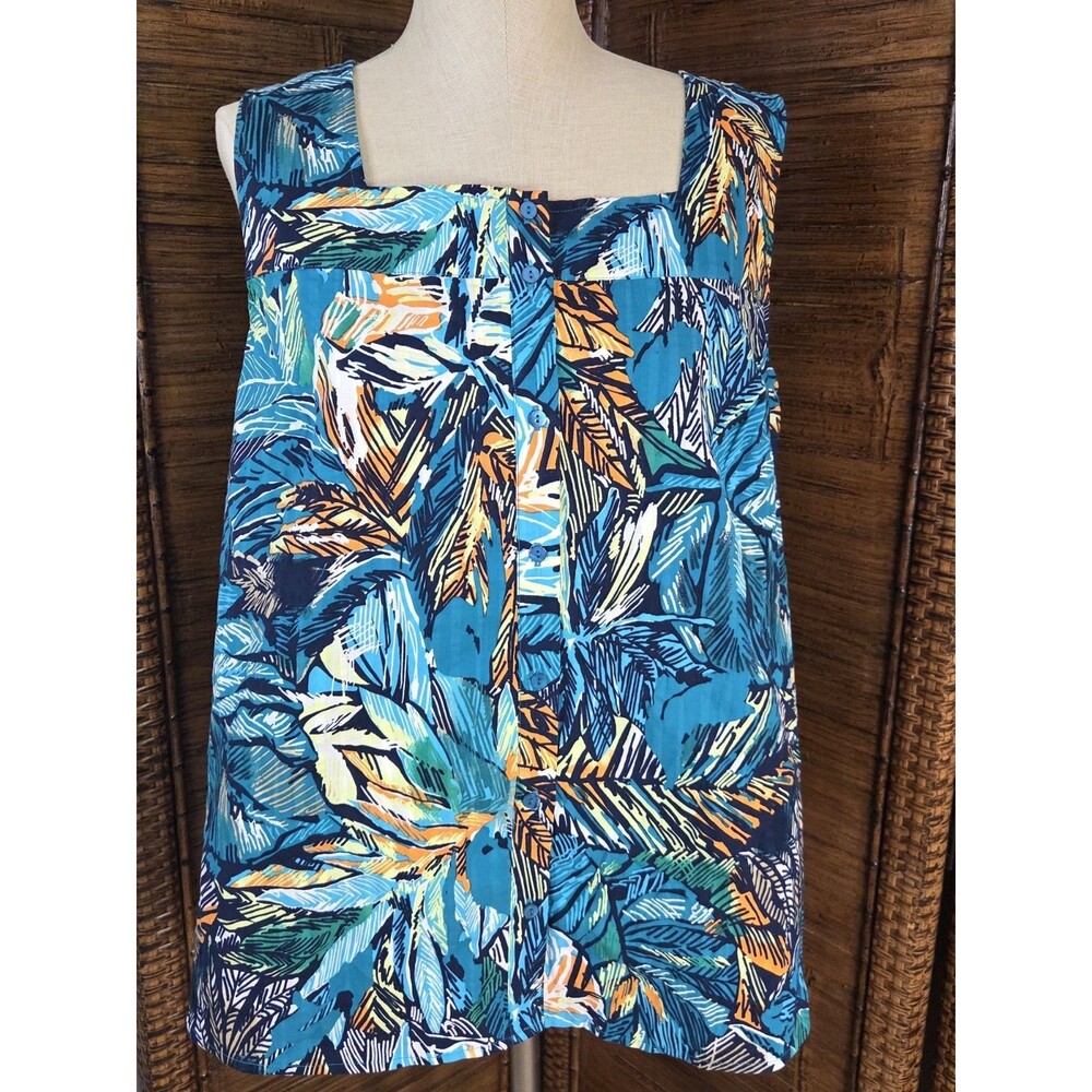 NWT Christopher & Banks Floral Sleeveless Cotton Top Size PXL